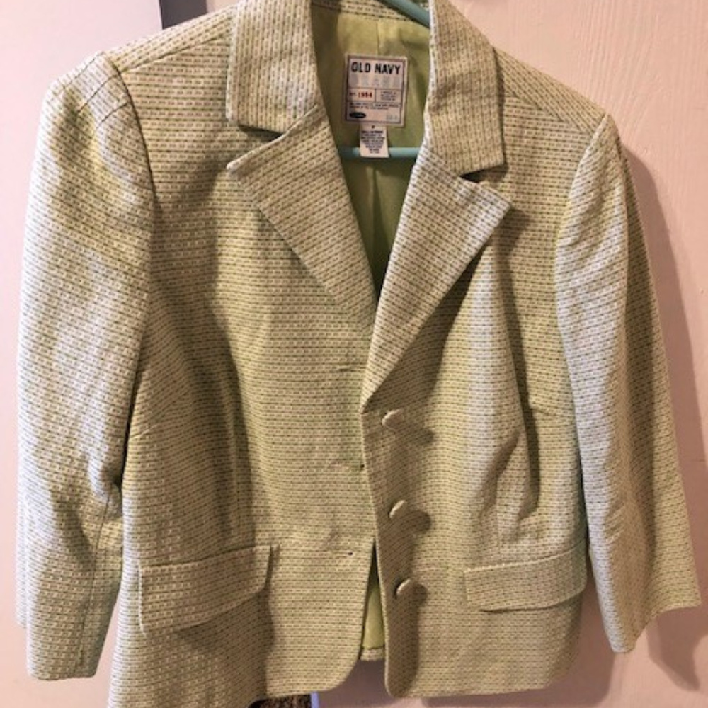 green and white blazer